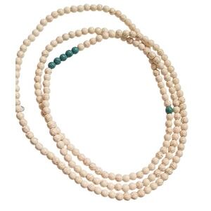 Vintage 62" Howlite Turquoise Prayer Beads Necklace Mala Rosary Style Boho Layer